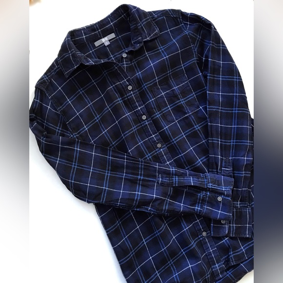 Uniqlo Blue Plaid Cotton Shirt Med - Picture 3 of 5
